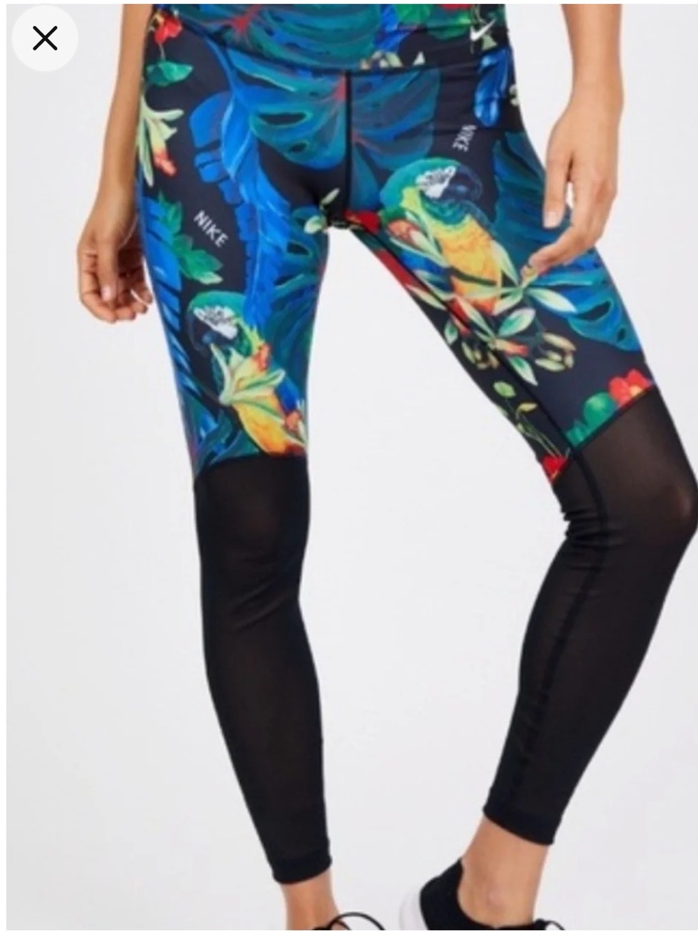 Nike Dri-Fit Power 7/8 Tropical Print High Rise Training Leggings Women's Size M